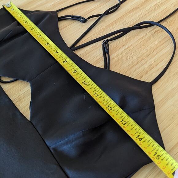 Banana Republic Black Satin Cut-Out Sleeveless Strappy Midi Maxi Dress, size 0 - Picture 5 of 9